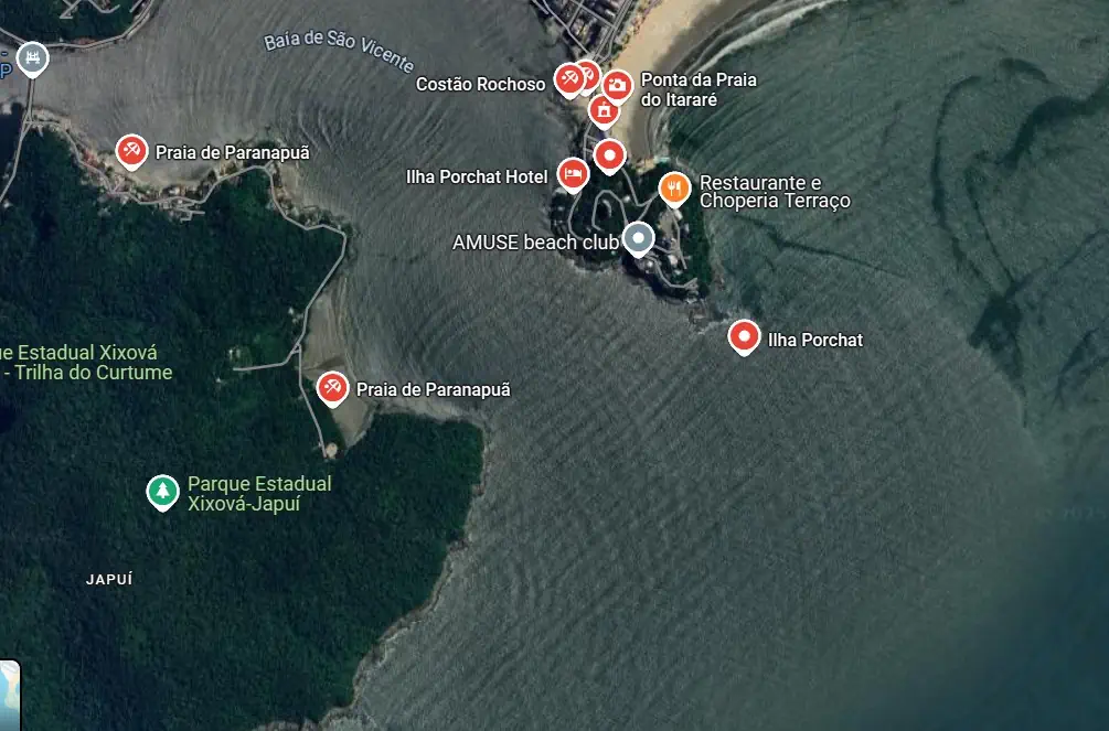 Localização da Praia da Ilha Porchat